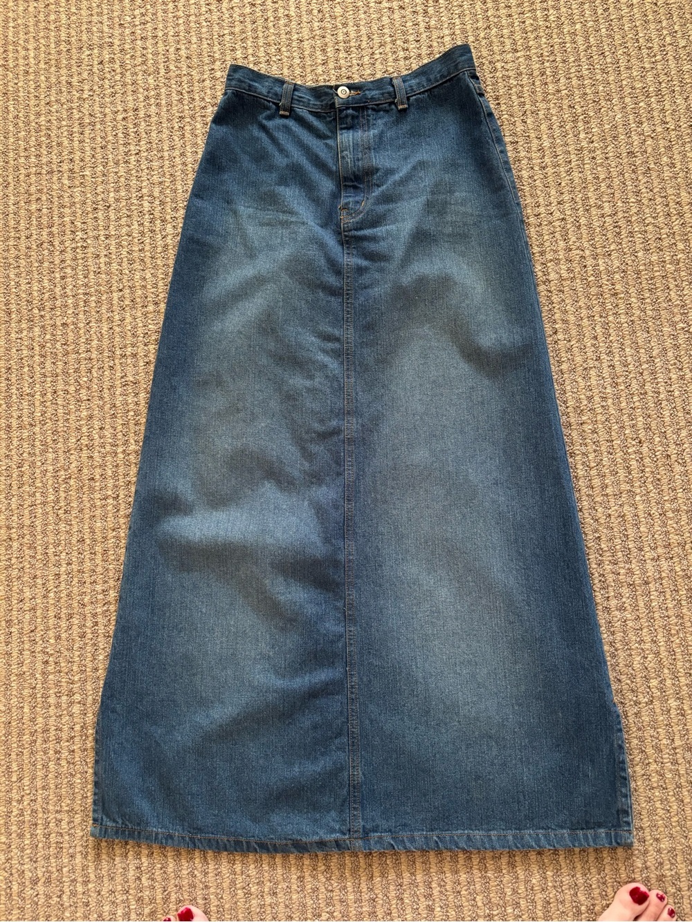 Vintage Midi Jean Skirt small